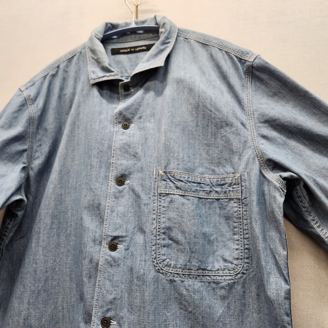 유니클로x르메르 원포켓 데님 반팔셔츠 L(L) 남여공용 상품이미지3
