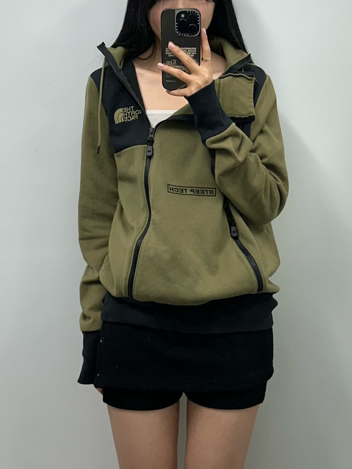 노스페이스 스팁테크 카키 후드티 상품이미지1