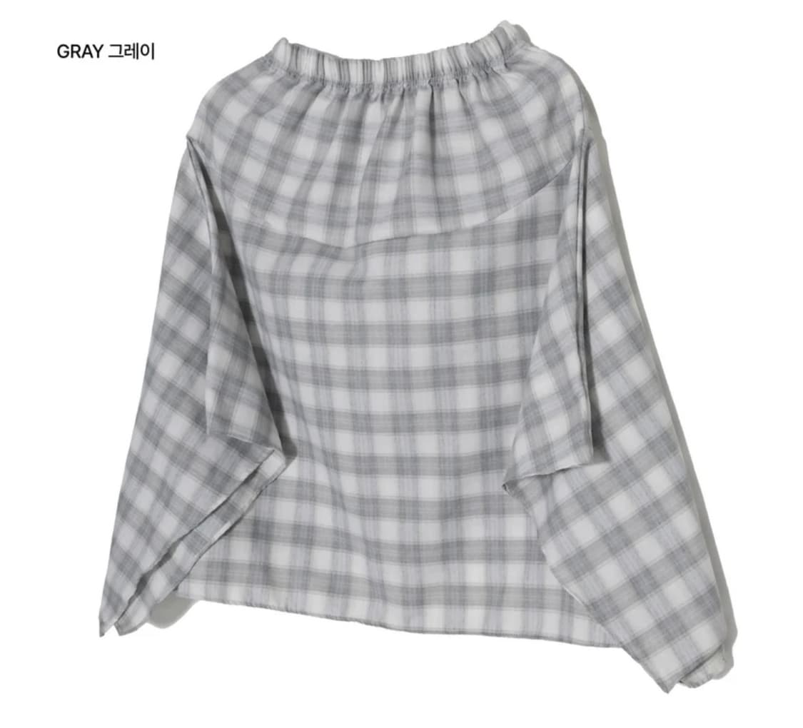 레이어드 언발 체크 스커트 (Gray) 상품이미지4