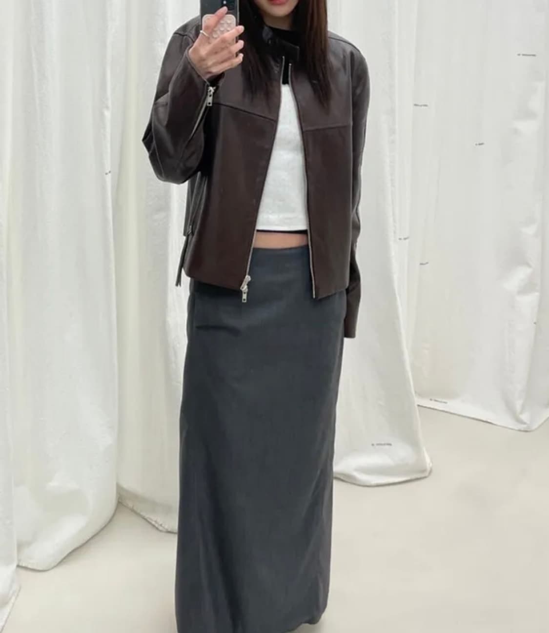 로우클래식 비건레더 자켓 브라운 s사이즈 상품이미지2