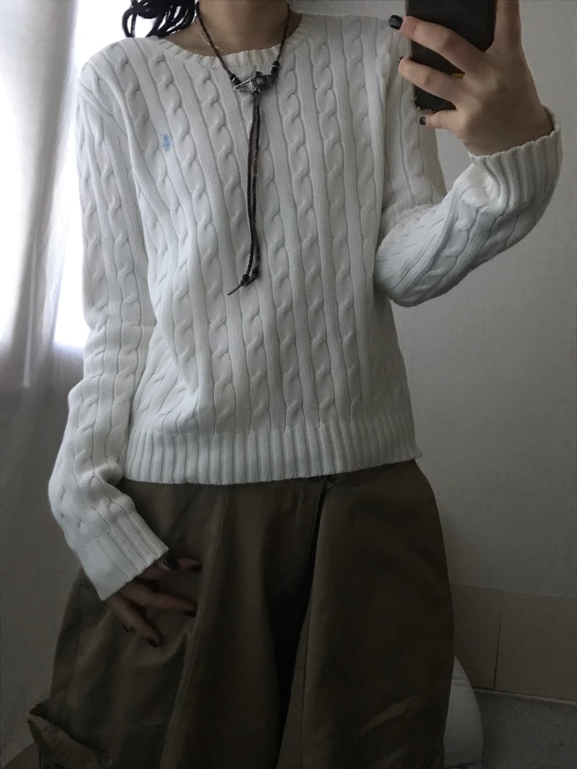 폴로 화이트 케이블 니트 상품이미지1