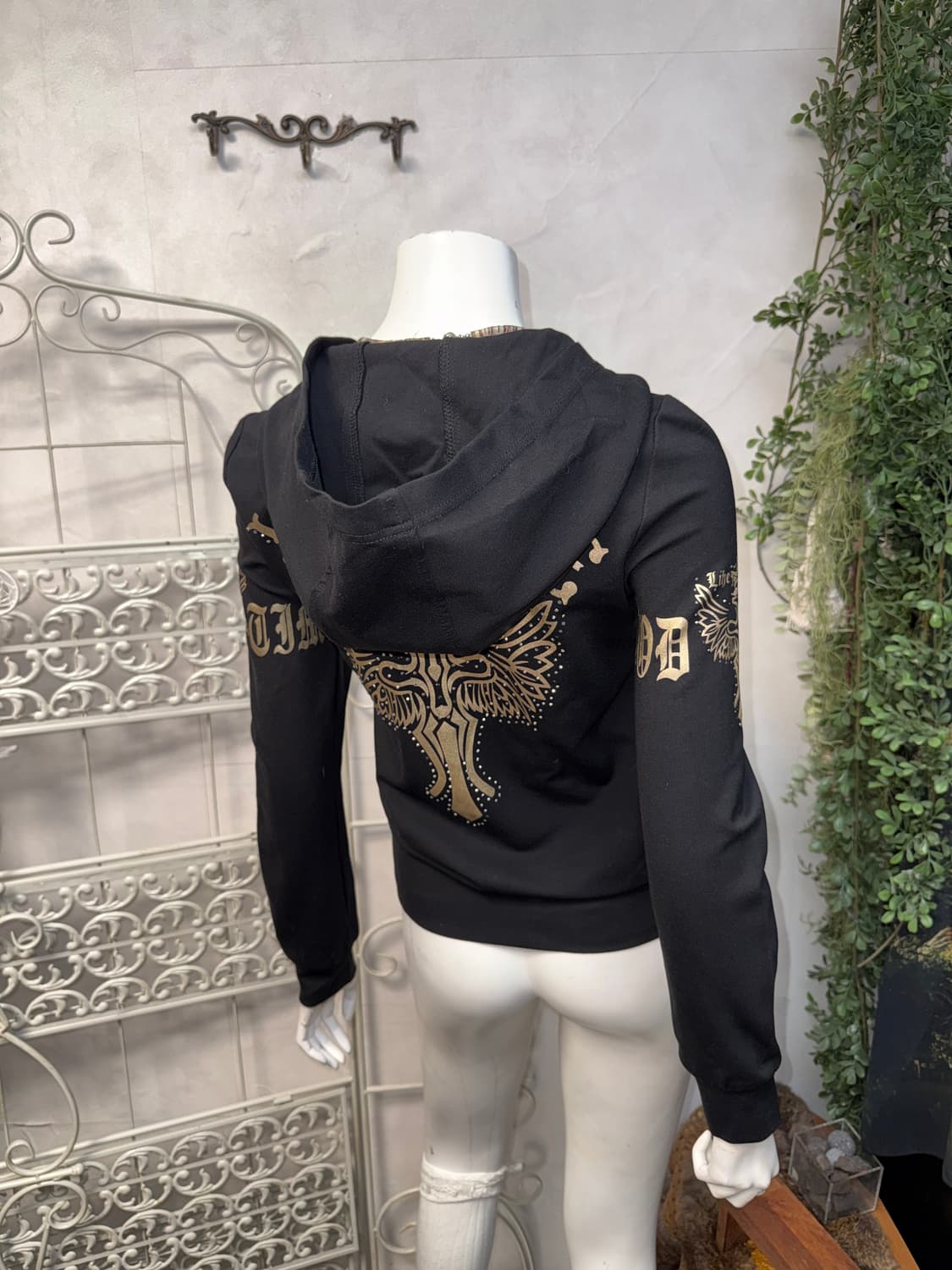 Black gold punk printing hood zipup 상품이미지3