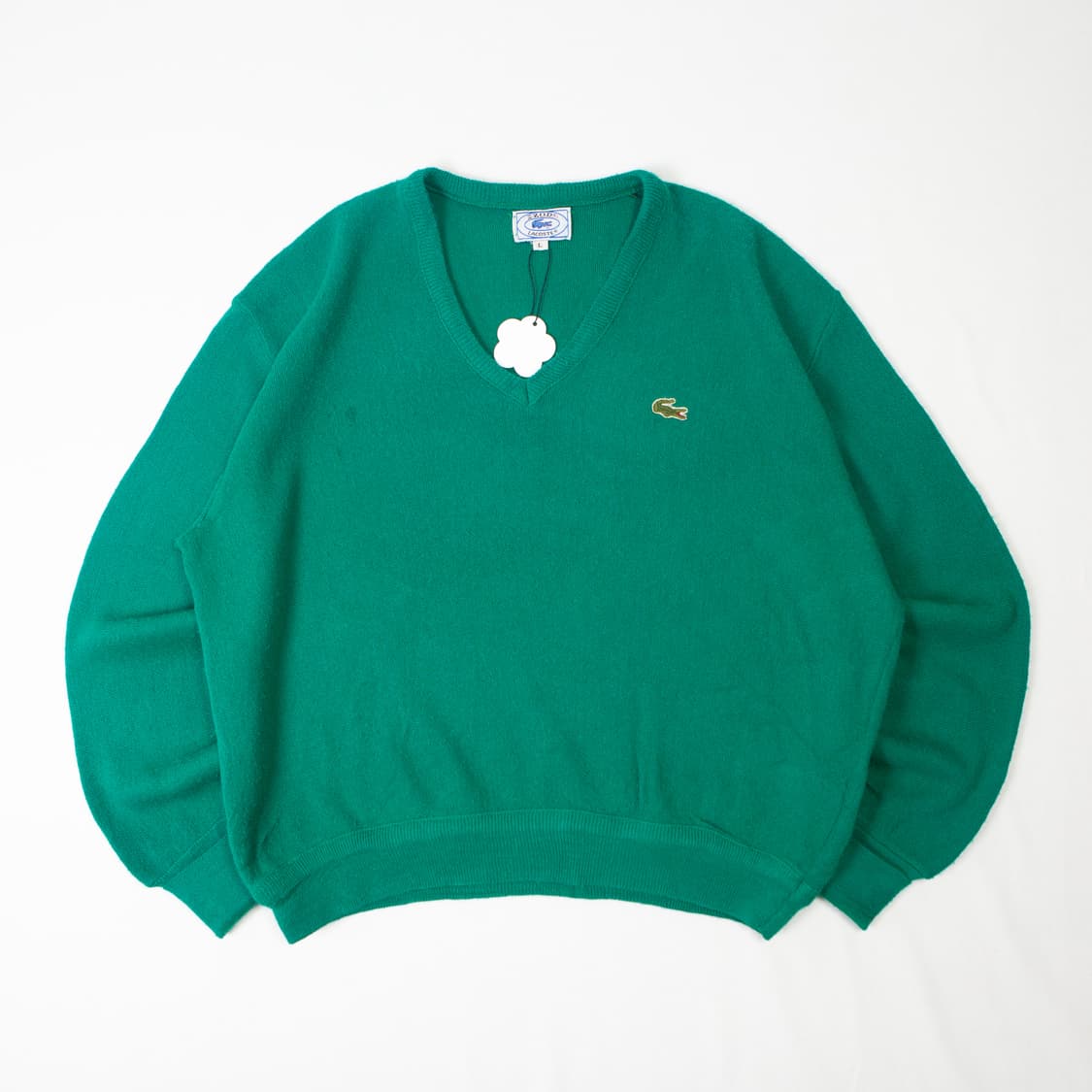 80s IZOD 라코스테 아크릴 V넥 니트 딥 그린 상품이미지1