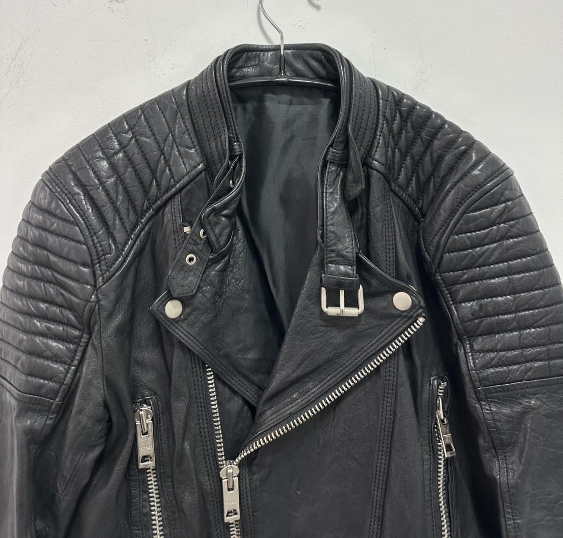 Sheepskin leather motor double zip jacke 상품이미지7