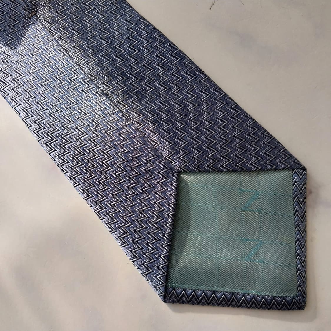 에르메네질도 제냐 실크 블루 헤링본 넥타이 8.4cm A+등급 K1886 상품이미지8