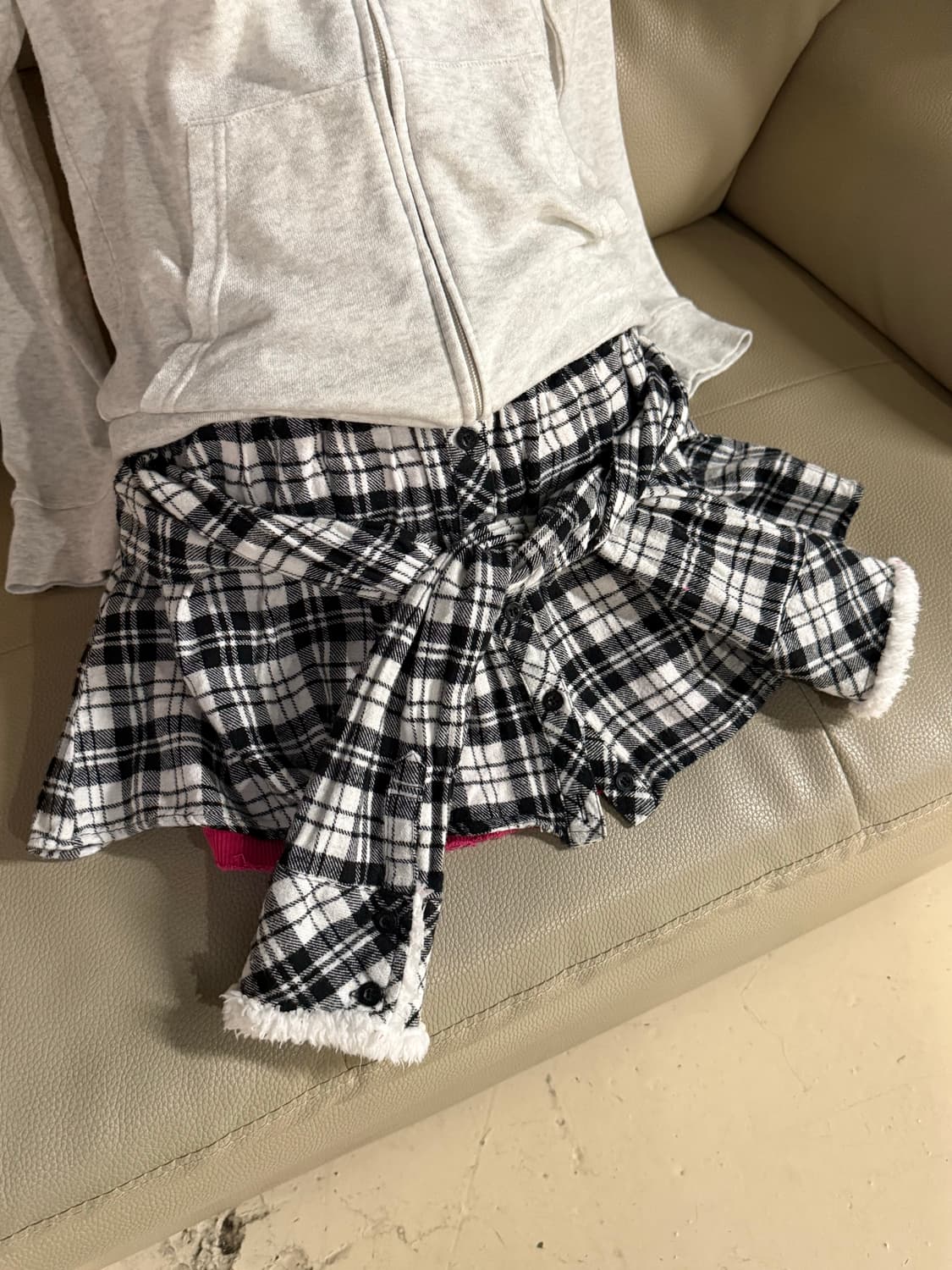 shirt sleeve wrap check skirt 상품이미지2