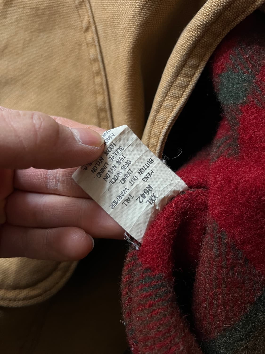 [2XL]90's 엘엘빈 USA Made 울 체크 라이닝 브라운 헌팅자켓 상품이미지7