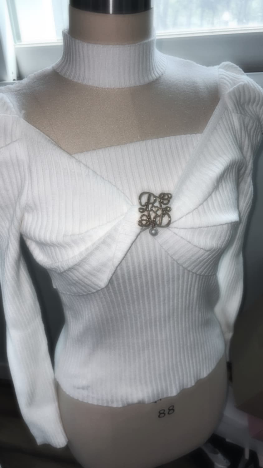 급전) 로지타 갸루 양지뢰 스나계 일본빈티지 니트 블라우스+브로치 상품이미지1