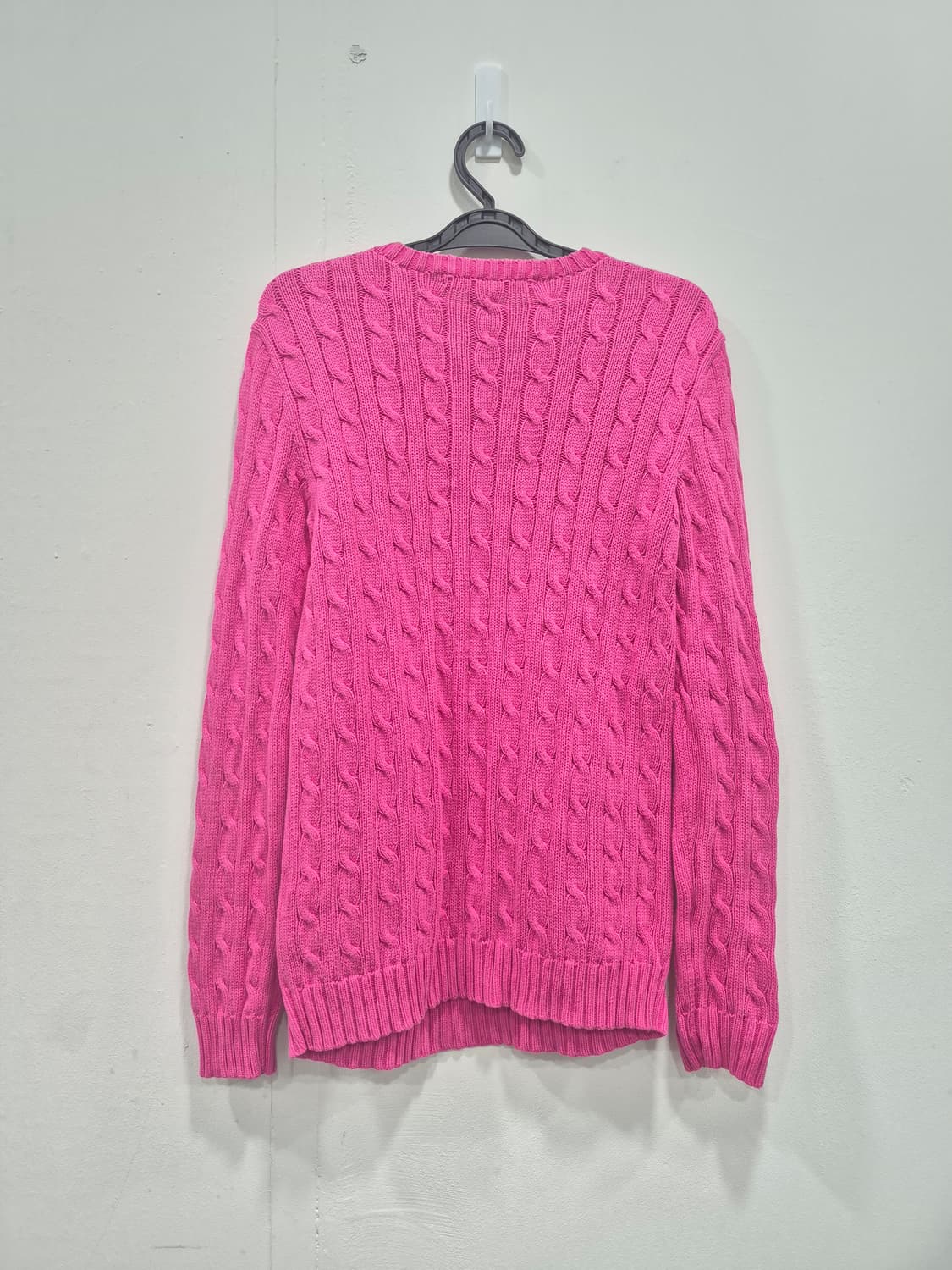 랄프로렌 스포츠 핫핑크 케이블 니트 스웨터 여성 M사이즈 상품이미지3