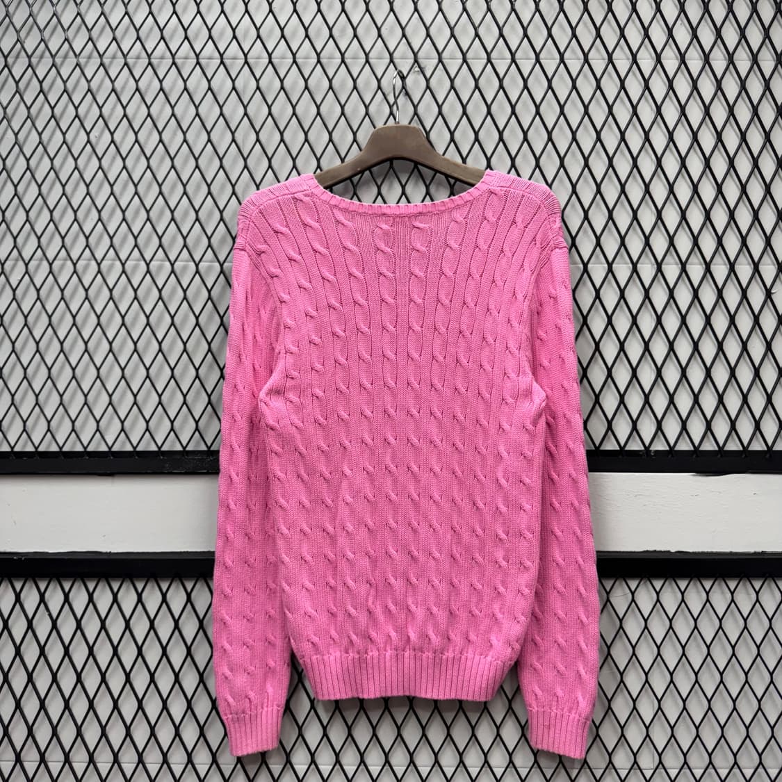 폴로 랄프로렌 케이블 니트 화이트 포니 포인트 라이트핑크 상품이미지2