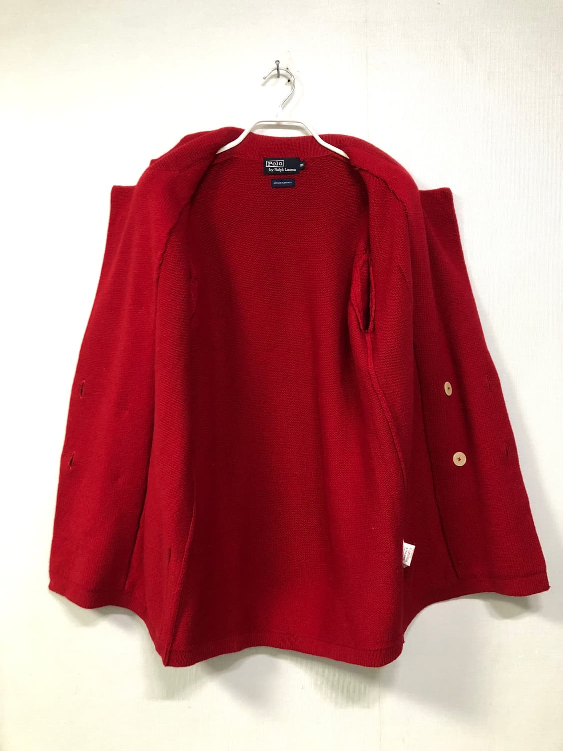 90s 폴로 셔틀랜드 울100% 금장 니트 블레이저 자켓 _ 딥레드 상품이미지9