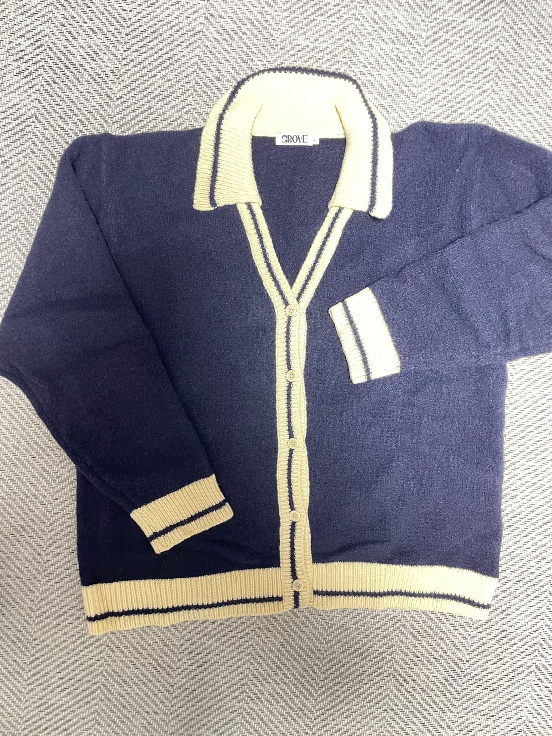 그로브 grove 니트 가디건 스커트 셋업 네이비 상품이미지3