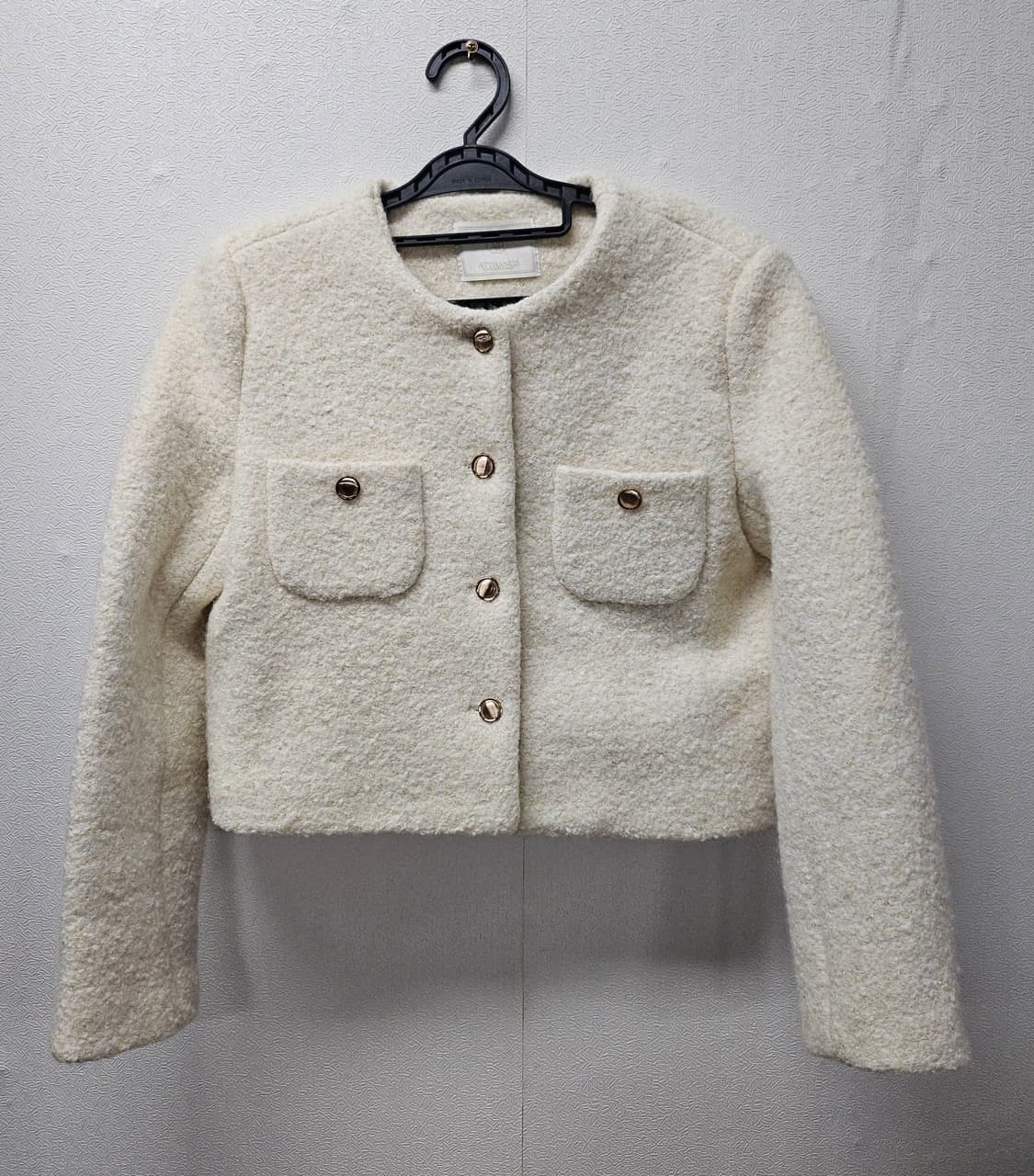 ATTRANCS  아이보리 트위드 크롭 자켓  M 상품이미지1