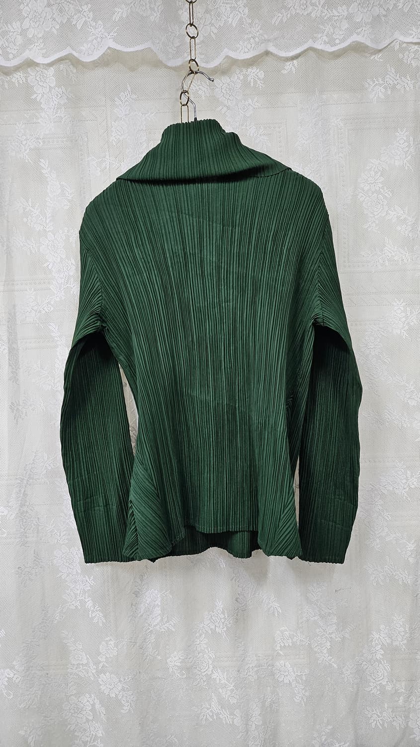 딥 그린 플리츠 주름 셔츠 상품이미지3