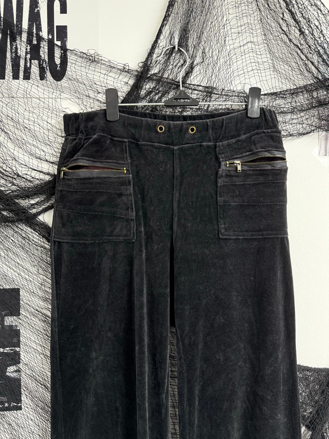 00s velvet zipper pocket bootscut pants 상품이미지2