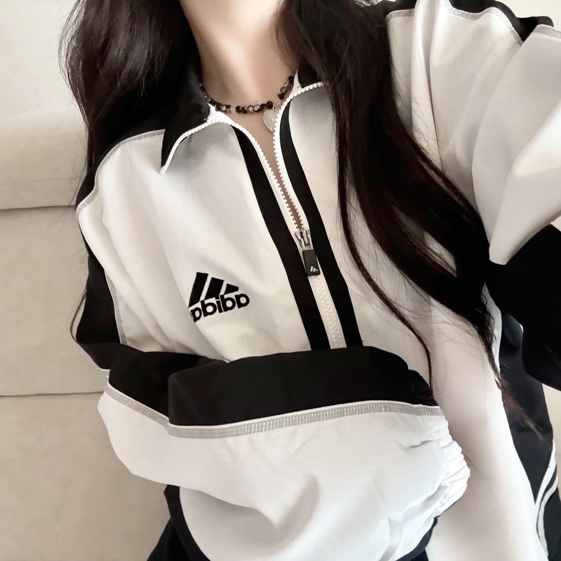 아디다스 올드스쿨 화이트 블랙 바람막이 상품이미지1