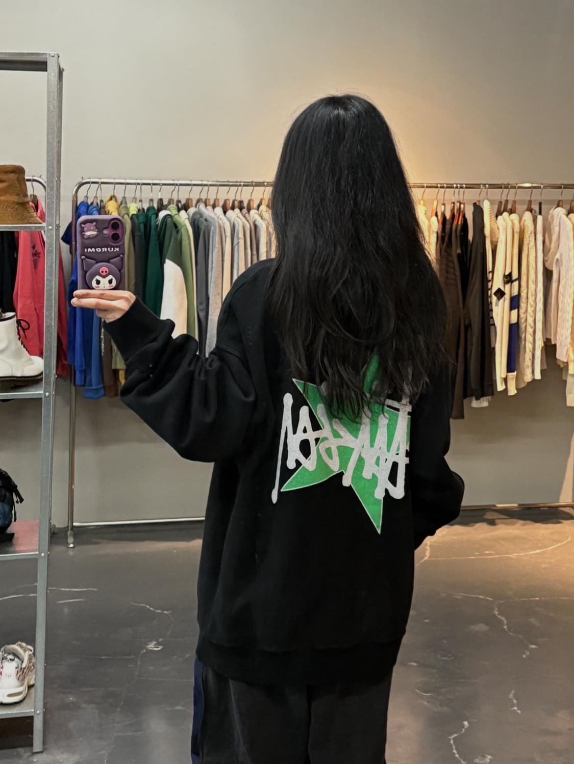 스투시 스타 크루 피그먼트 다이드 블랙 맨투맨 A2813 상품이미지2