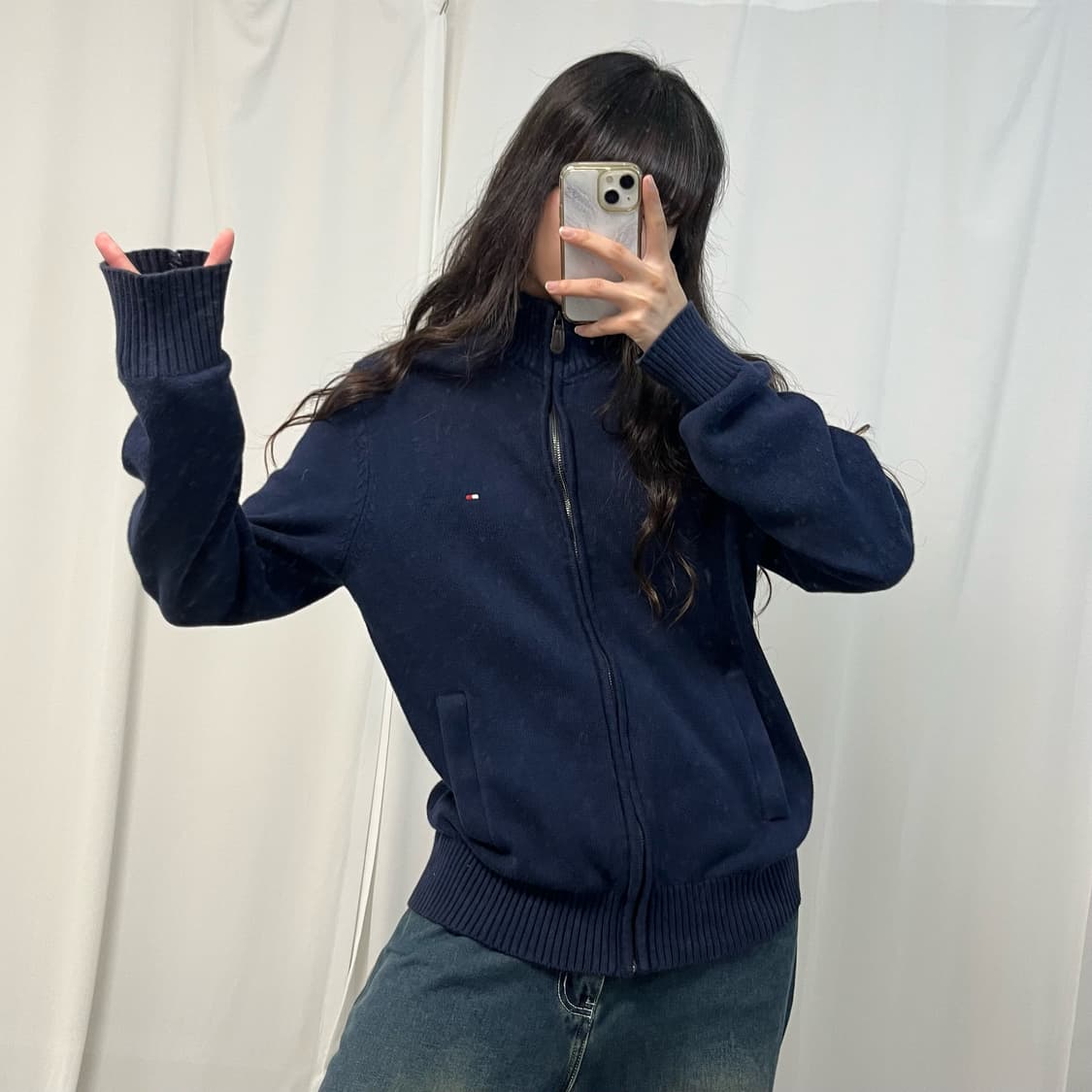 Tommy Hilfiger navy knit zip-up  상품이미지2