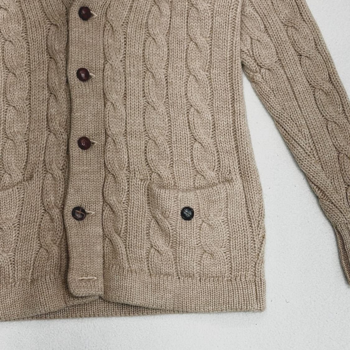 POLO 숄 카라 케이블 울 니트 가디건 M 상품이미지2