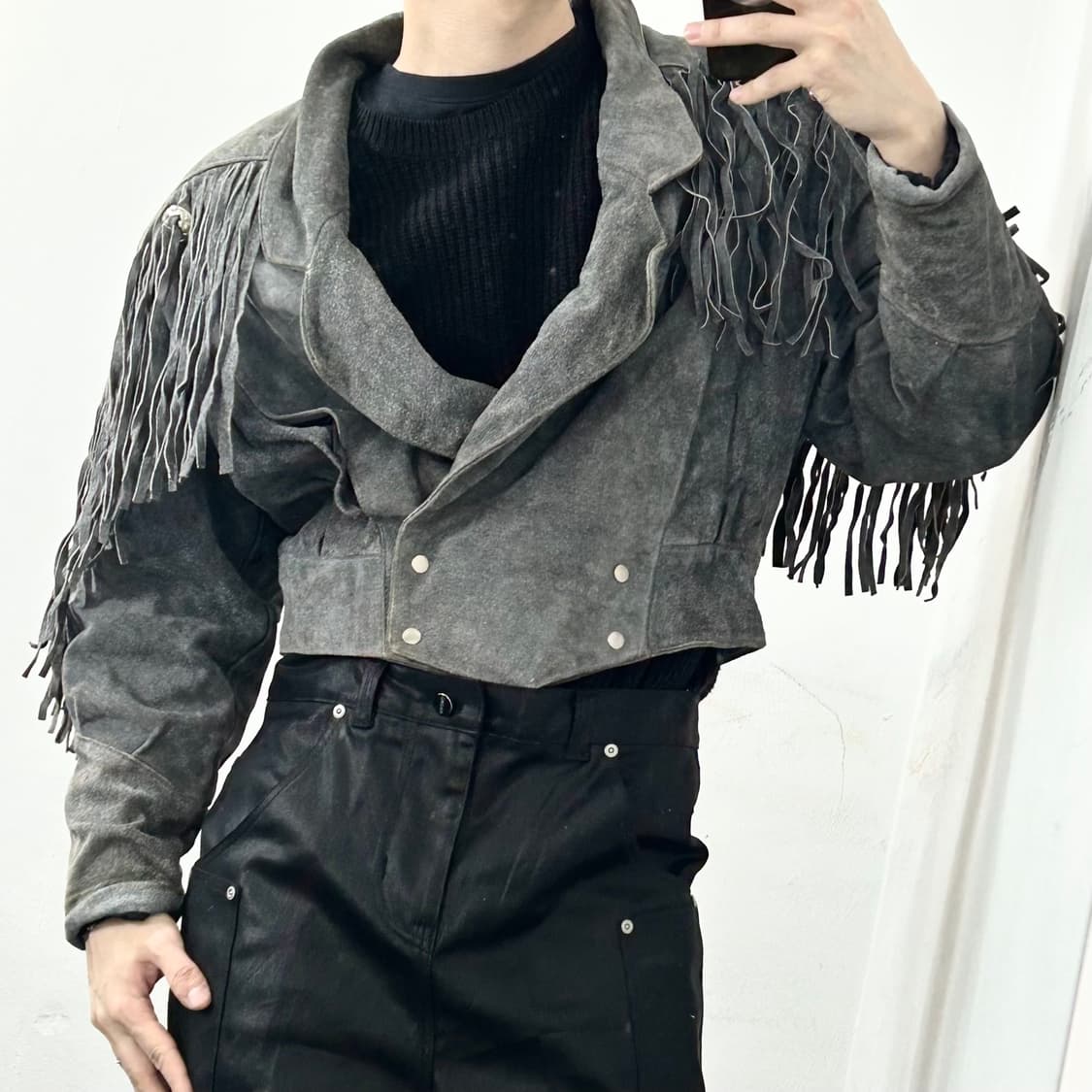 80s 소가죽 스웨이드 웨스턴 프린지 자켓 상품이미지2