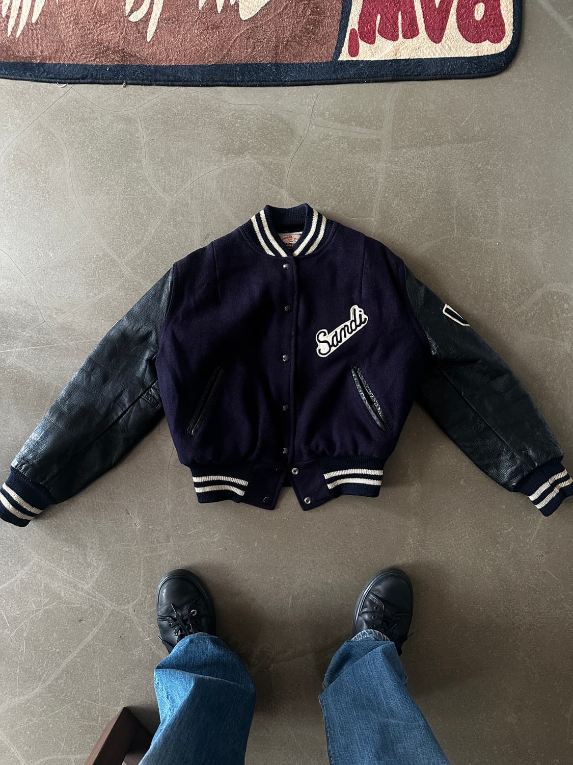 70s~80s Vintage leather Varsity Jacket  상품이미지1