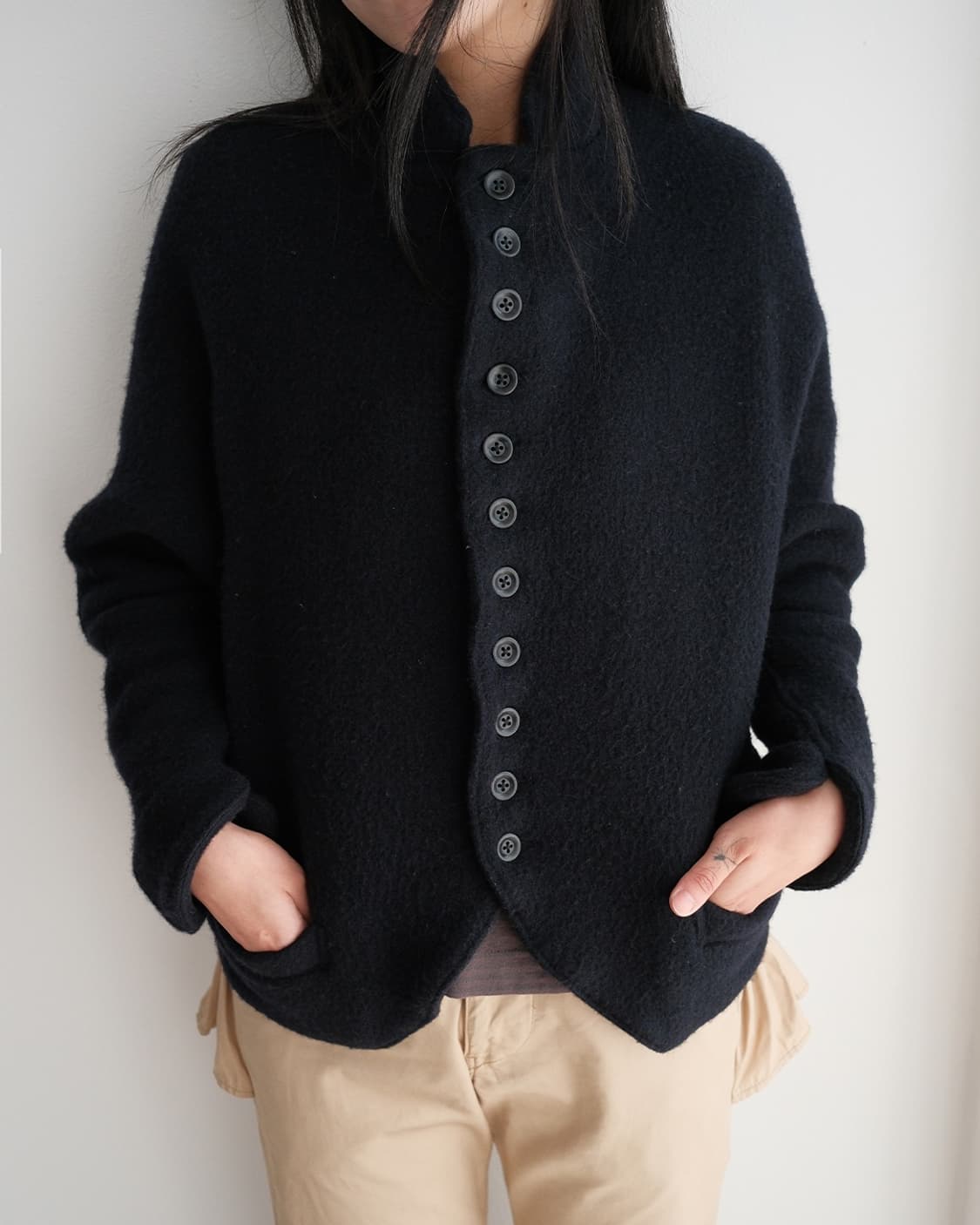 Dolman sleeve button wool jacket  상품이미지1