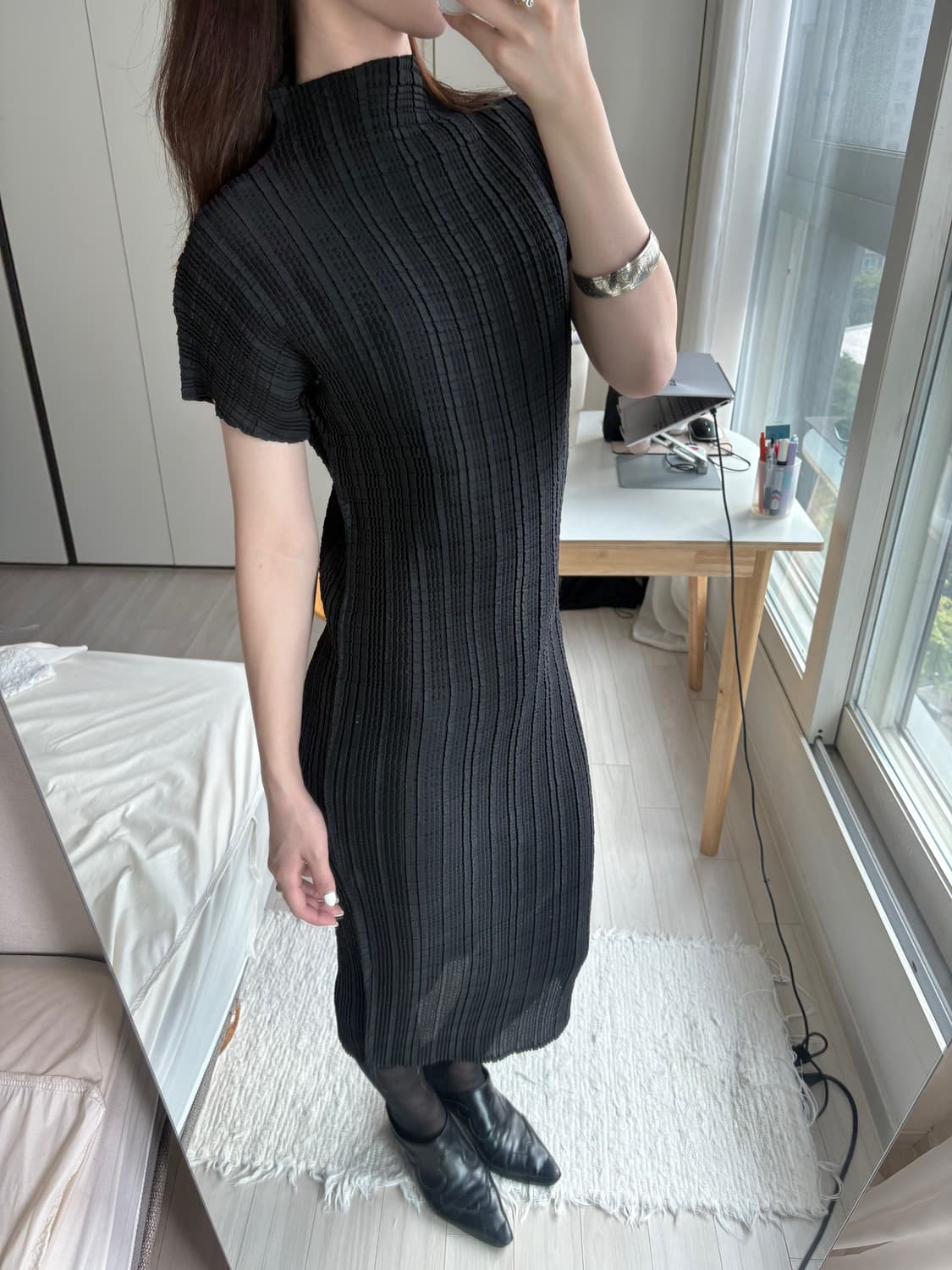 Textured Sheer Poly Dress 상품이미지2