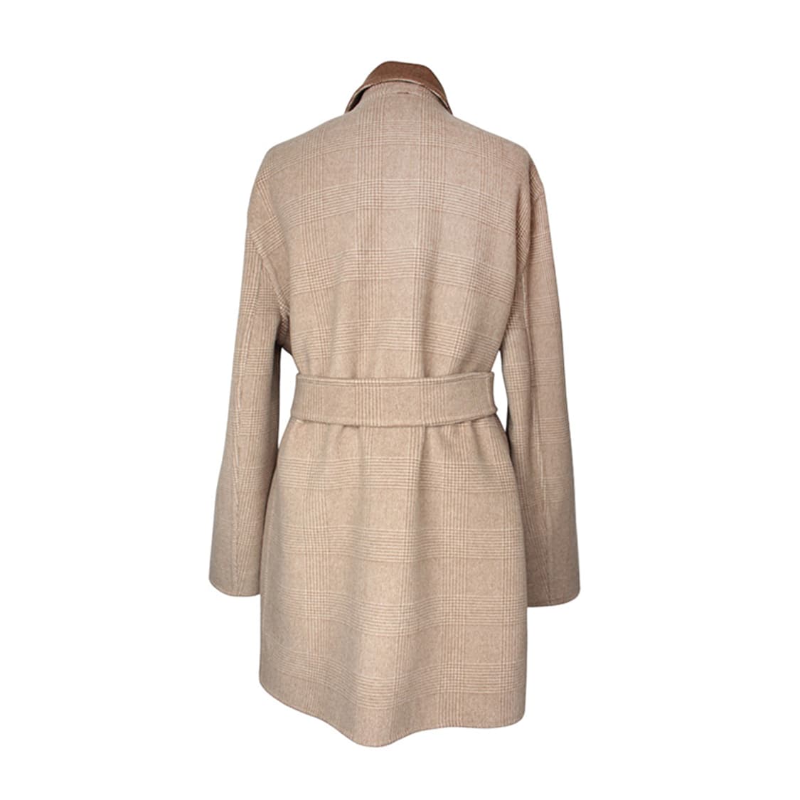 막스마라 베이지 카멜 체크 양면 벨티드 하프코트 66 상품이미지2