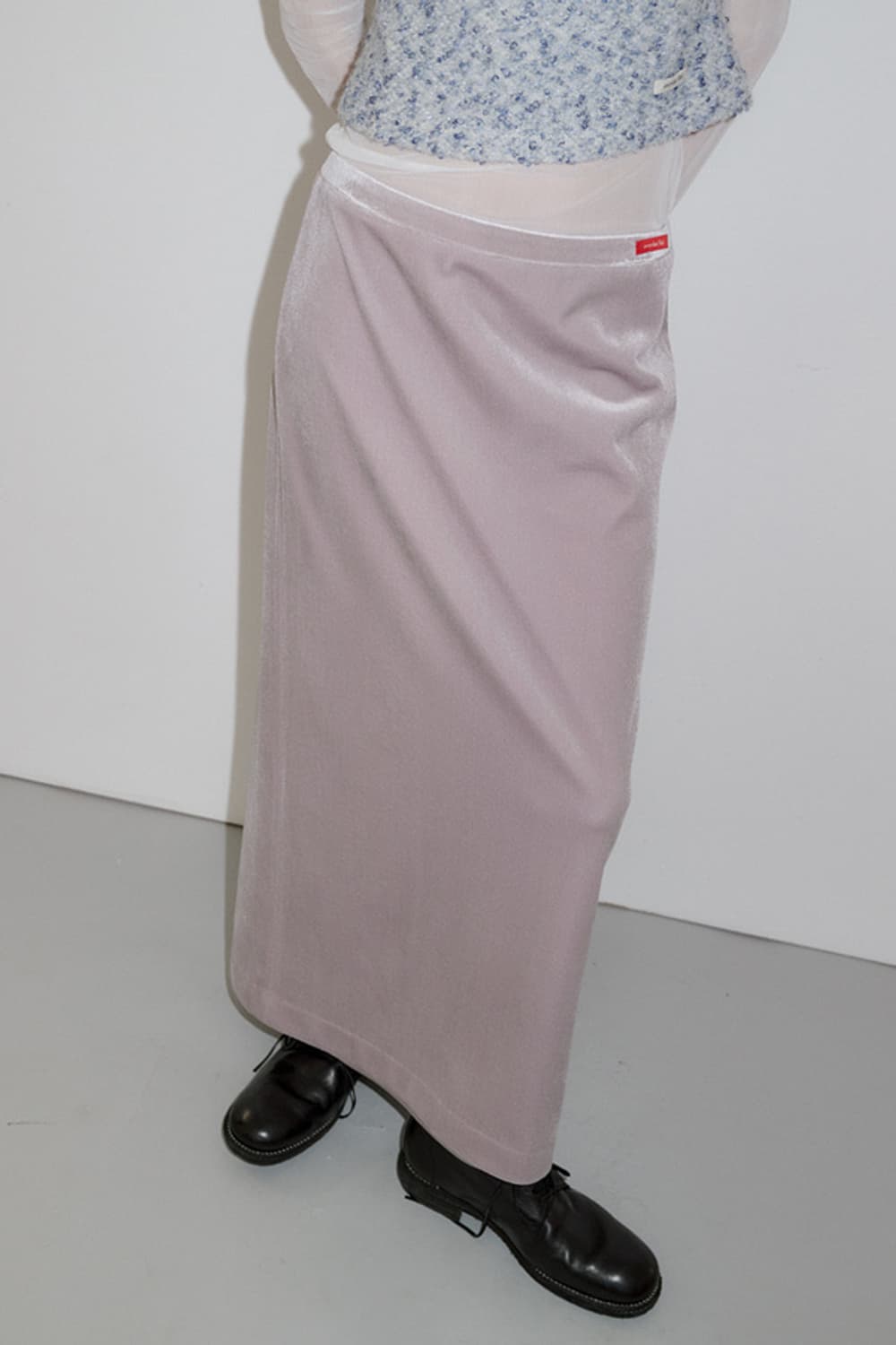 오버듀플레어 VELVET LONG SKIRT_SILVER 새상품 상품이미지1