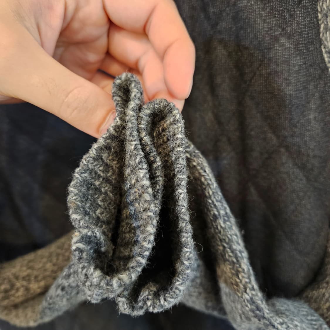 100(L)행텐 퀄팅 니트 집업 자켓 상품이미지4