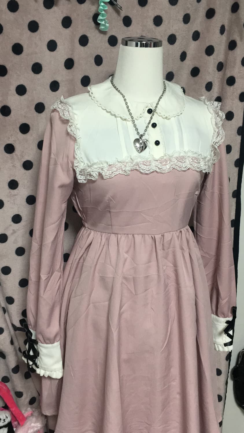 마즈깔 양산형 지뢰계 프릴 블라우스 원피스 상품이미지3