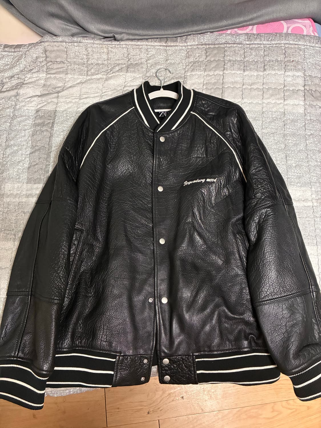 Zara 소가죽 바시티 레더자켓 상품이미지1