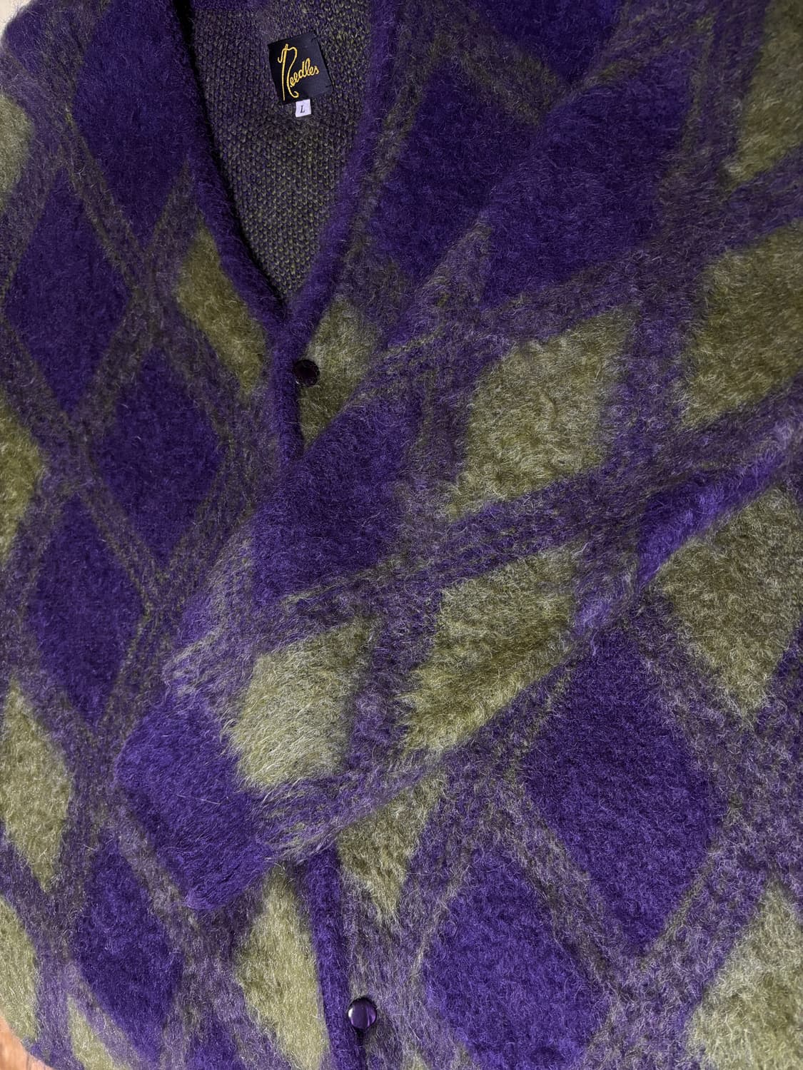 니들스 모헤어 가디건 아가일 상품이미지5