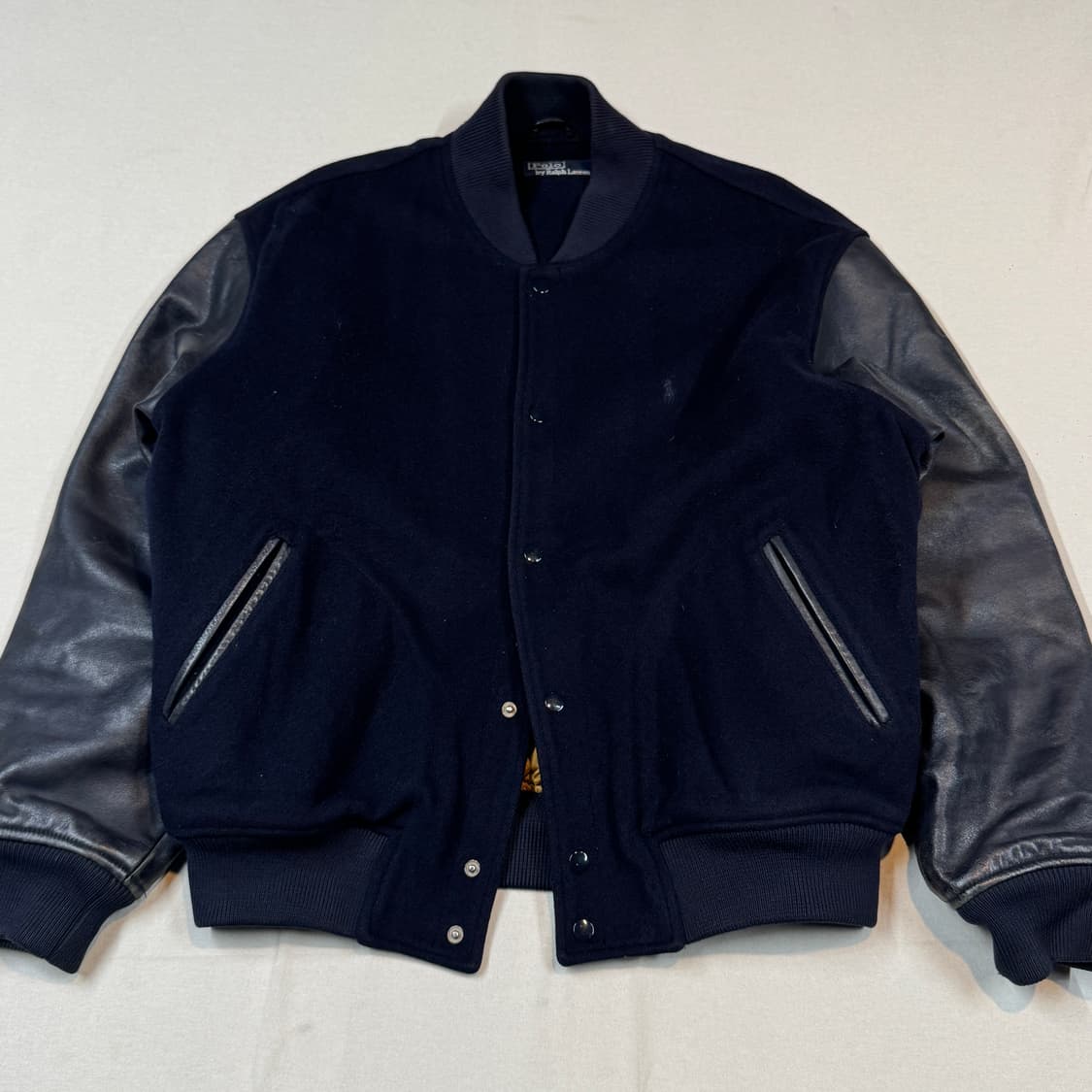 XL) 폴로 랄프로렌 네이비 소가죽 울 바시티 자켓 상품이미지2