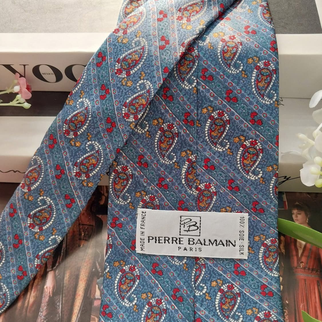 발망 실크 블루 페이즐리 패턴 넥타이 9.5cm A+등급 K1829
 상품이미지7