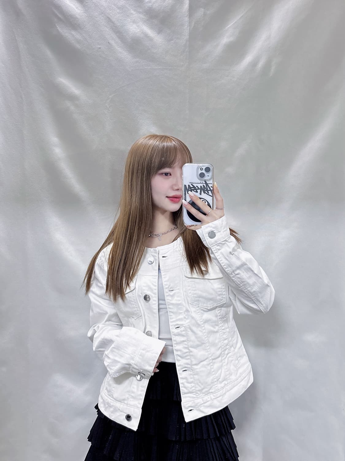 폴로 랄프로렌 화이트 논카라 데님 자켓  상품이미지2