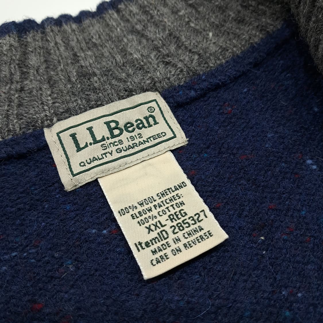 CL202 2XL 엘엘빈 셰틀랜드울 엘보패치 네이비넵 하프집업 니트 상품이미지4