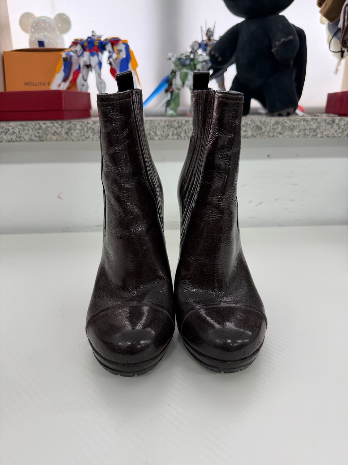 정품) 프라다 브라운 가죽 첼시 부츠 36.5 상품이미지1