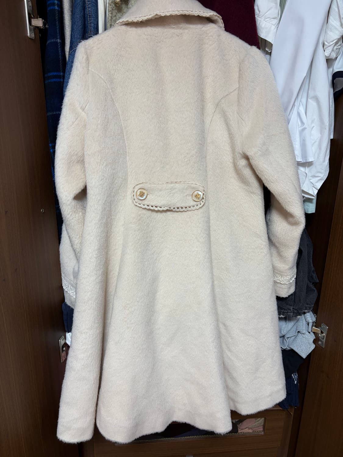 axes femme 엑시즈팜 아이보리 레이스 더블 코트 상품이미지2