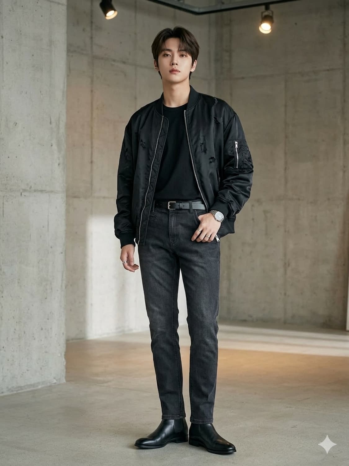 시리즈(series;) 힙스터 핏 워싱 블랙 데님 팬츠 상품이미지1