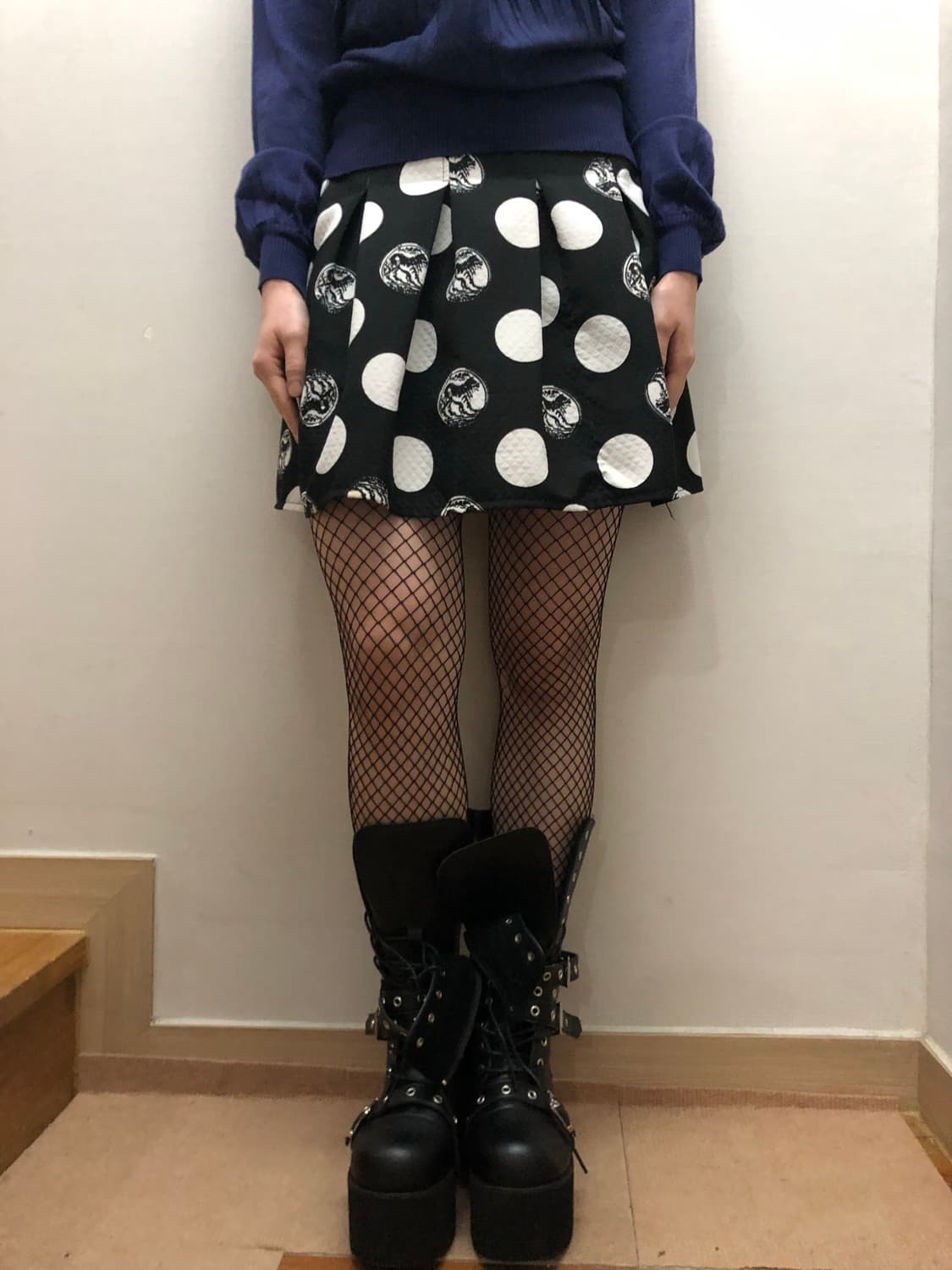 빈티지 블랙 도트 플리츠 스커트 상품이미지9