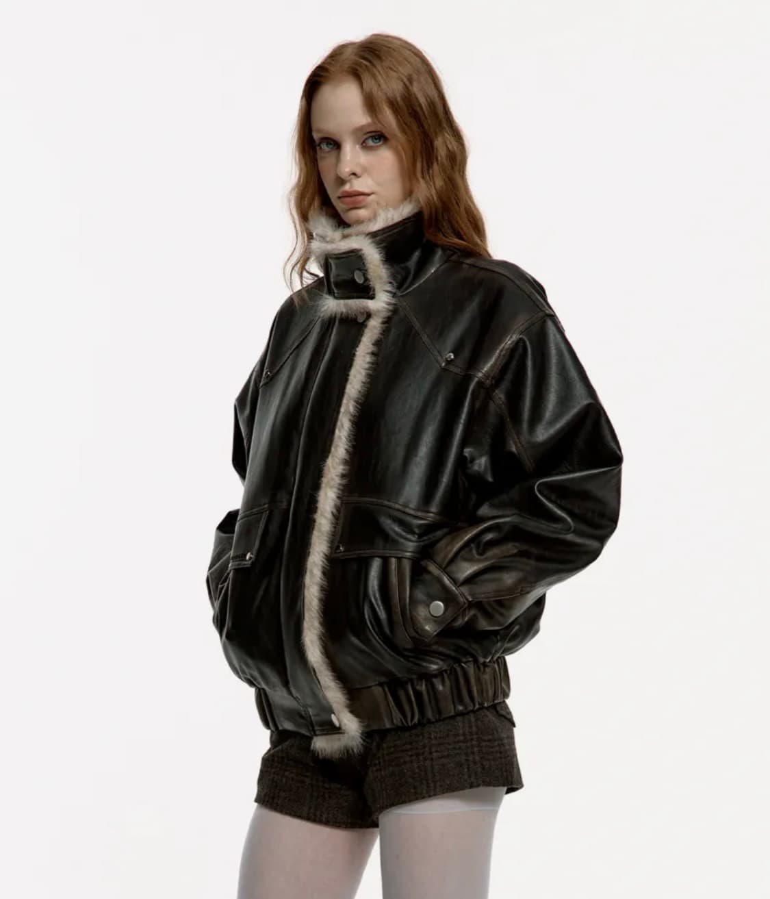 러프넥 워싱 무스탕 상품이미지1