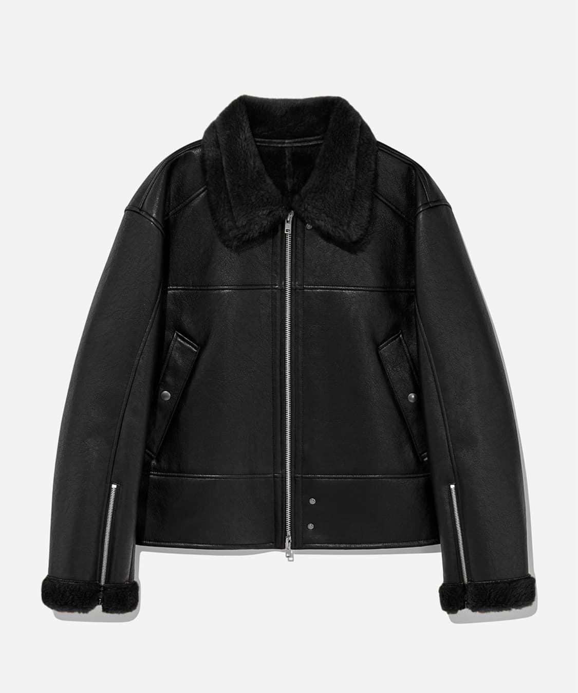 HALEINE 알렌느 3D 블랙 시어링 크롭 무스탕 자켓 2사이즈 상품이미지1