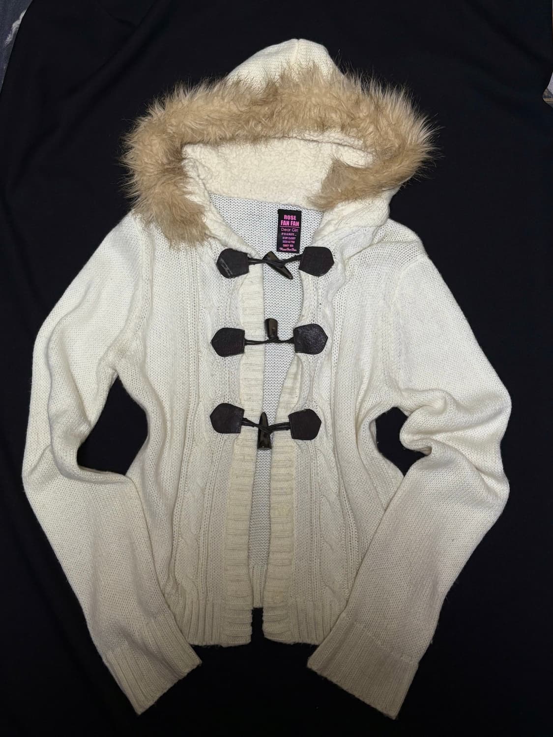 빈티지 퍼 니트 후드 떡볶이 가디건 상품이미지2