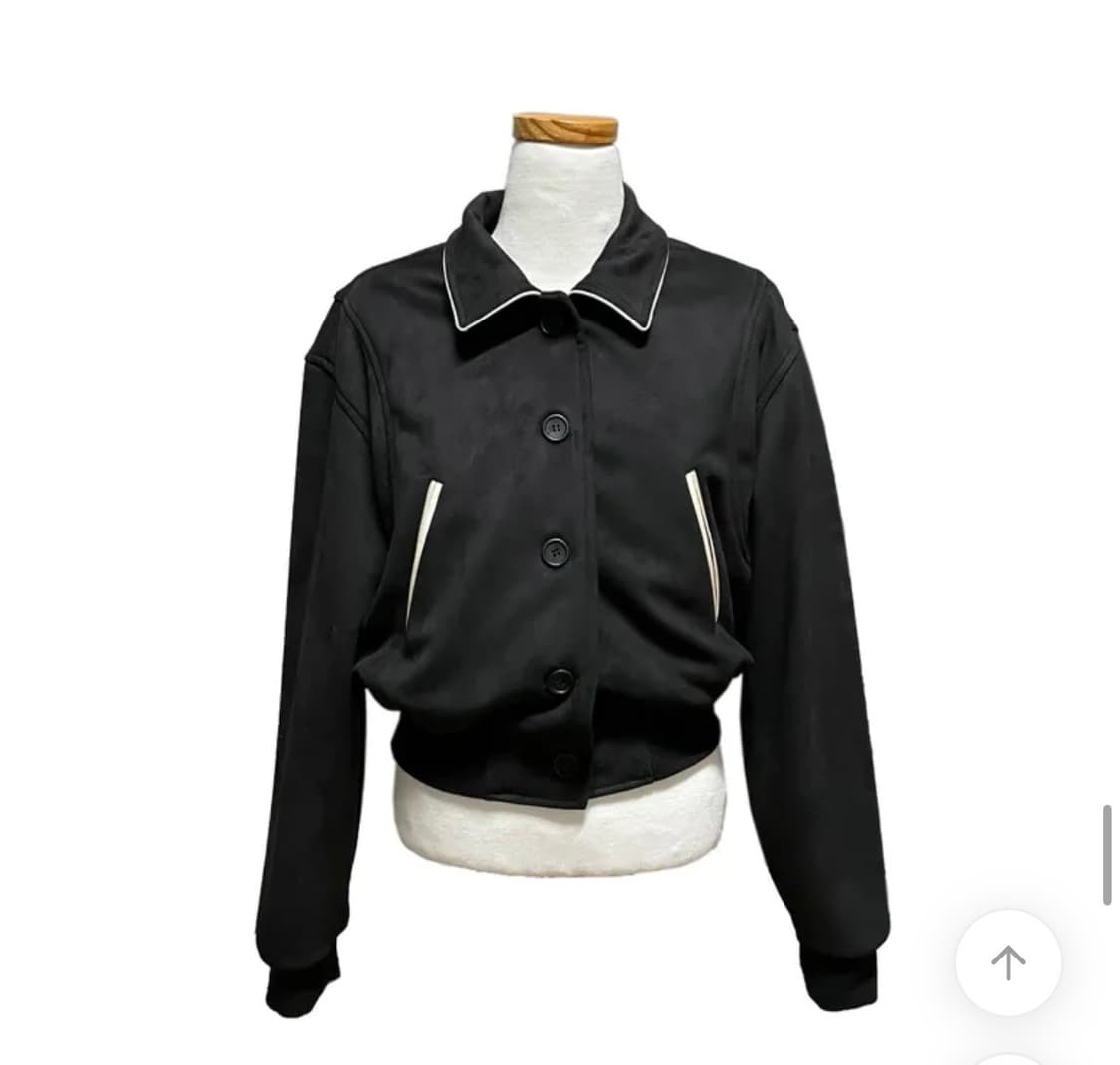 [무배] 스웨이드 스타디움 블루종 점퍼 블랙 상품이미지2