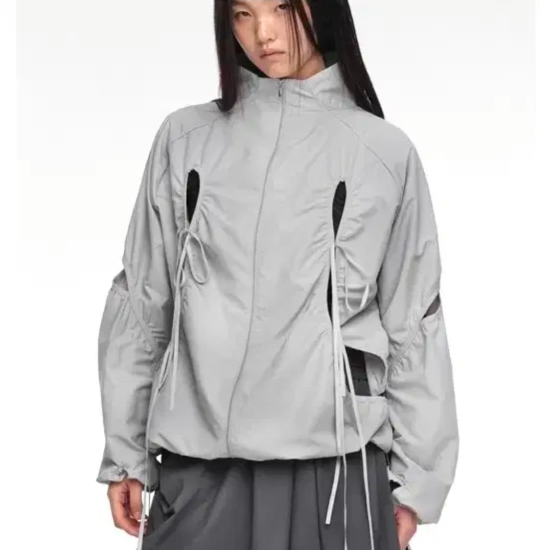 F 나체 NACHE 컷아웃 바람막이 그레이 스트링 디테일 윈드브레이커 상품이미지1