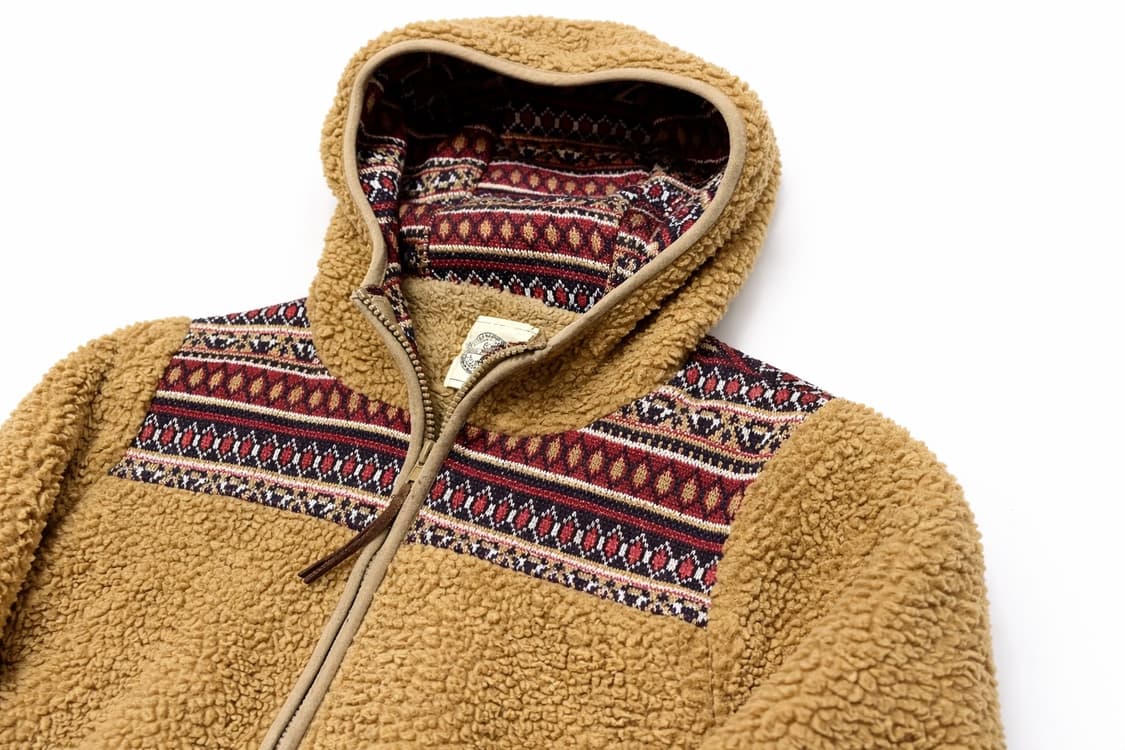 JPN 일본 에스닉 패턴 보헤미안 쉐르파 후리스 후드집업 자켓 상품이미지3