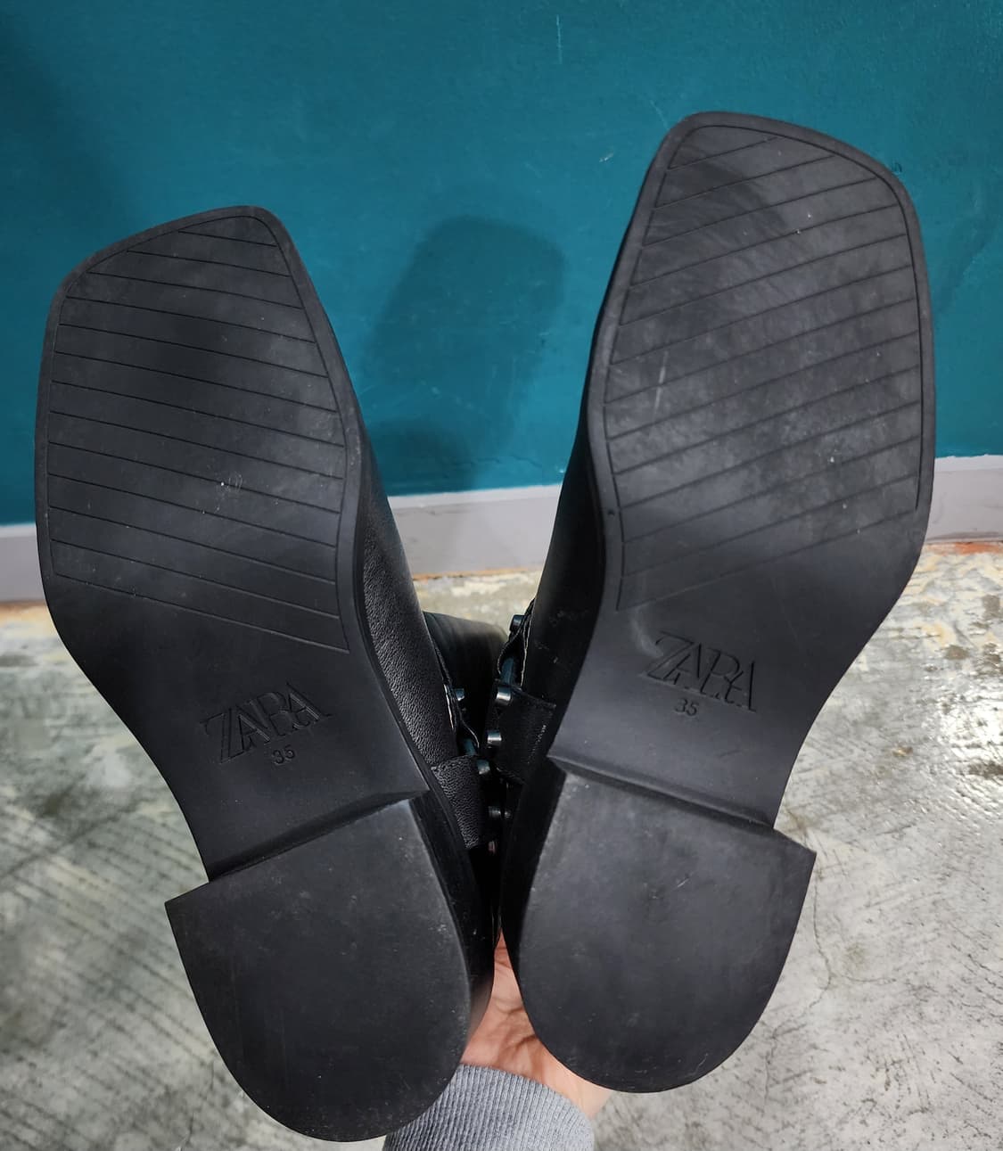 자라 Zara 스퀘어 스티치 바이커 부츠 35 230 상품이미지6