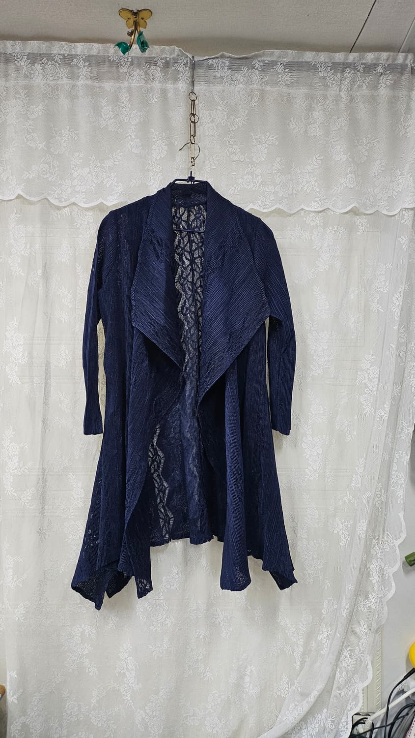 플리츠 네이비 레이스롱 가디건 상품이미지2