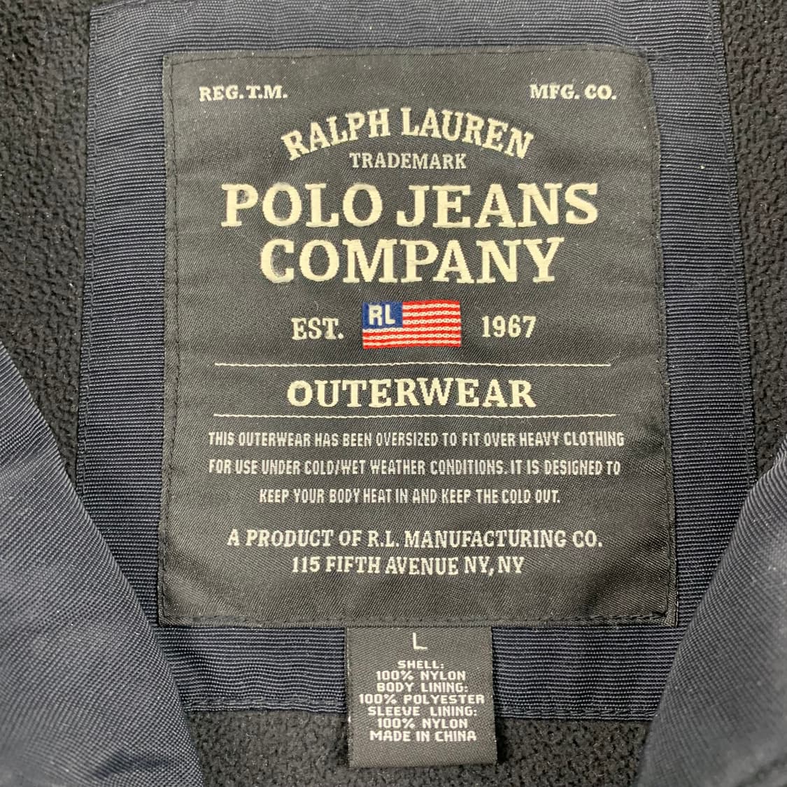 폴로 진스 자수로고 나일론쉘 2way 집업 자켓 블랙 상품이미지9